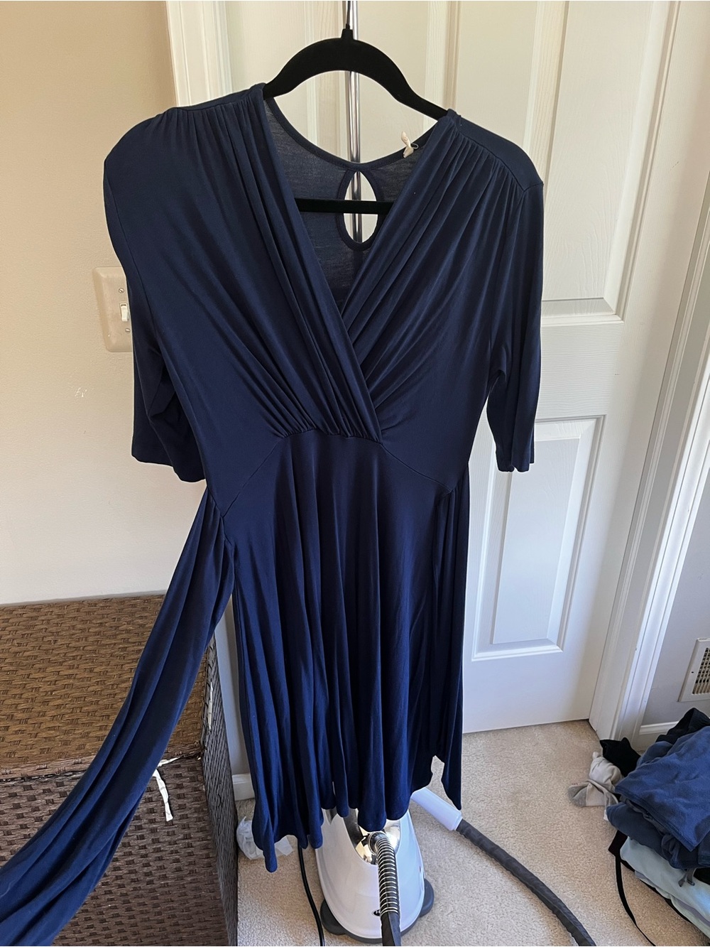 Pinkblush Navy Wrap-Style Midi Dress